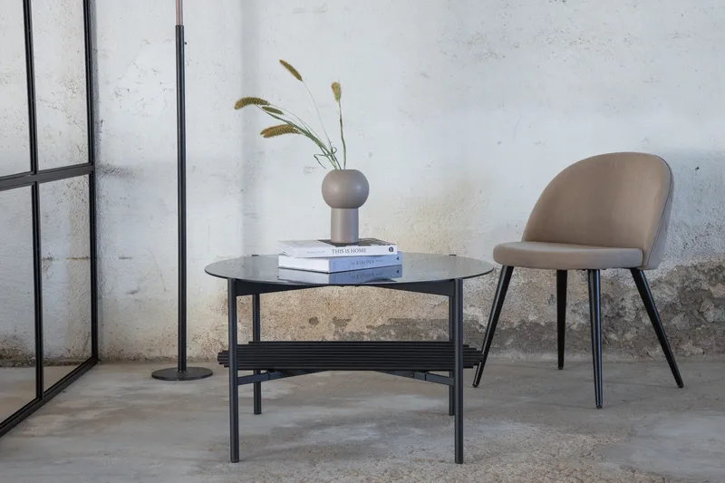 Sohvapöytä Von Staf 80 cm Pyöreä Lasi - Harmaa - Huonekalut - Pöytä & ruokailuryhmä - Sohvapöytä