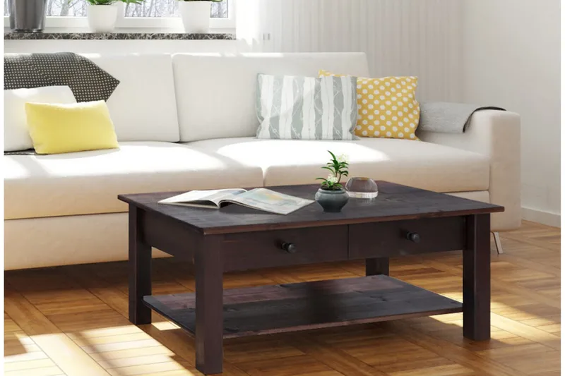 Sohvapöytä Yamina 100 cm Säilytyksellä 2 laatikkoa+Hylly - Musta - Huonekalut - Pöytä & ruokailuryhmä - Sohvapöytä