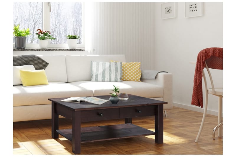 Sohvapöytä Yamina 100 cm Säilytyksellä 2 laatikkoa+Hylly - Musta - Huonekalut - Pöytä & ruokailuryhmä - Sohvapöytä