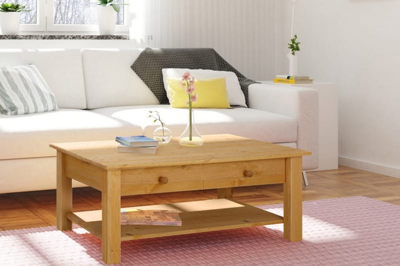 Sohvapöytä Yamina 100 cm Säilytyksellä 2 laatikkoa+Hylly - Ruskea - Huonekalut - Pöytä & ruokailuryhmä - Sohvapöytä