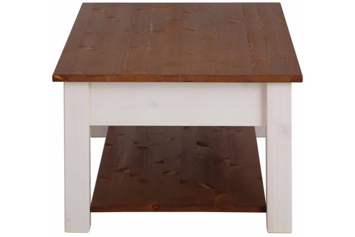Sohvapöytä Yamina 100 cm Säilytyksellä 2 laatikkoa+Hylly - Valkoinen/Ruskea - Sohvapöytä