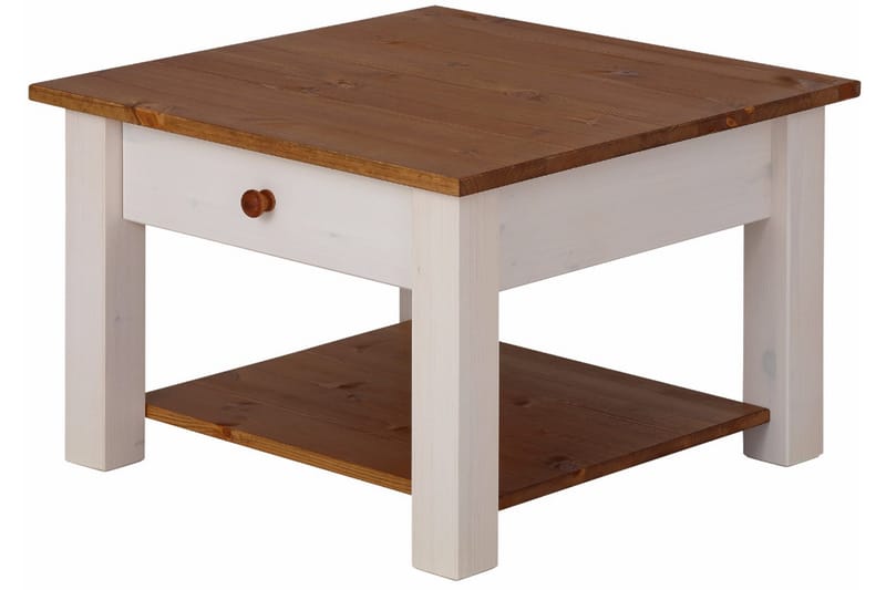 Sohvapöytä Yamina 60 cm Säilytyksellä Laatikko+Hylly - Valkoinen/Ruskea - Huonekalut - Pöytä & ruokailuryhmä - Sohvapöytä