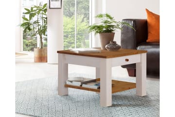 Sohvapöytä Yamina 60 cm Säilytyksellä Laatikko+Hylly - Valkoinen/Ruskea - Huonekalut - Pöytä & ruokailuryhmä - Sohvapöytä - Sohvapöytä säilytystilalla