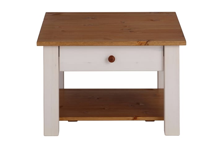 Sohvapöytä Yamina 60 cm Säilytyksellä Laatikko+Hylly - Valkoinen/Ruskea - Sohvapöytä