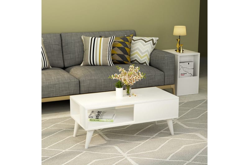 Sohvapöytä Yuksek 90x40x90 cm - Valkoinen - Huonekalut - Pöytä & ruokailuryhmä - Sohvapöytä