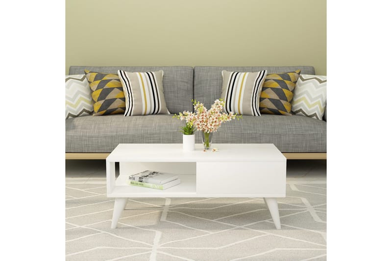 Sohvapöytä Yuksek 90x40x90 cm - Valkoinen - Huonekalut - Pöytä & ruokailuryhmä - Sohvapöytä