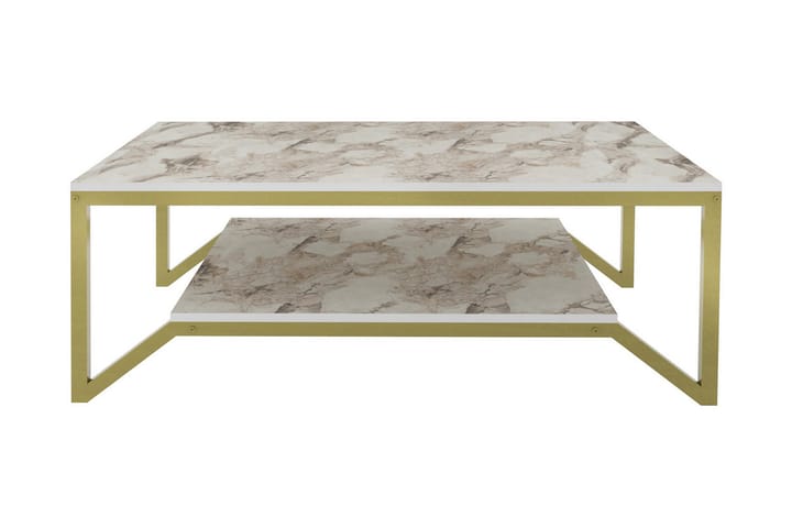 Sohvapöytä Zakkum 60x45,8x120 cm - Kulta/Valkoinen - Sohvapöytä