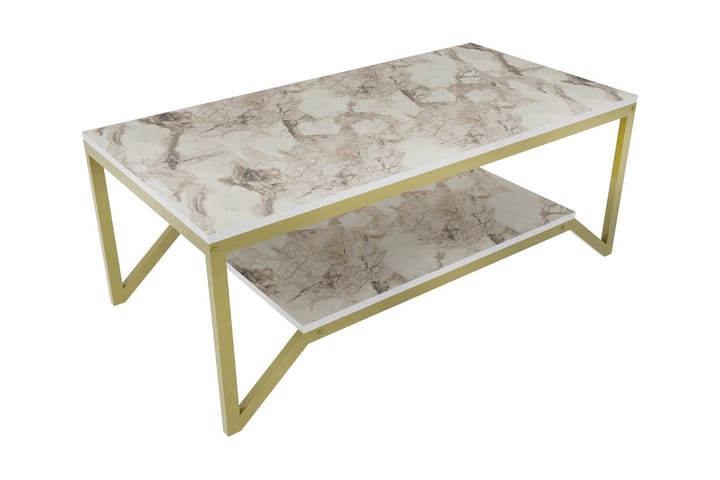 Sohvapöytä Zakkum 60x45,8x120 cm - Kulta/Valkoinen - Sohvapöytä