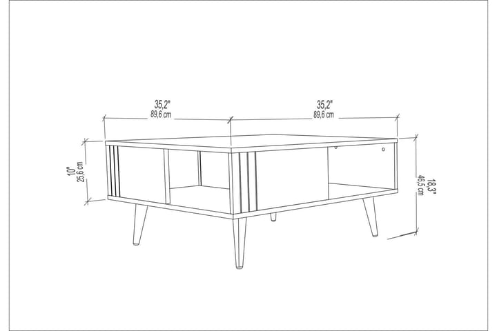Sohvapöytä Zakkum 89,6x46,5x89,6 cm - Ruskea - Sohvapöytä