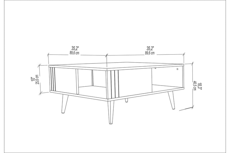 Sohvapöytä Zakkum 89,6x46,5x89,6 cm - Valkoinen - Huonekalut - Pöytä & ruokailuryhmä - Sohvapöytä