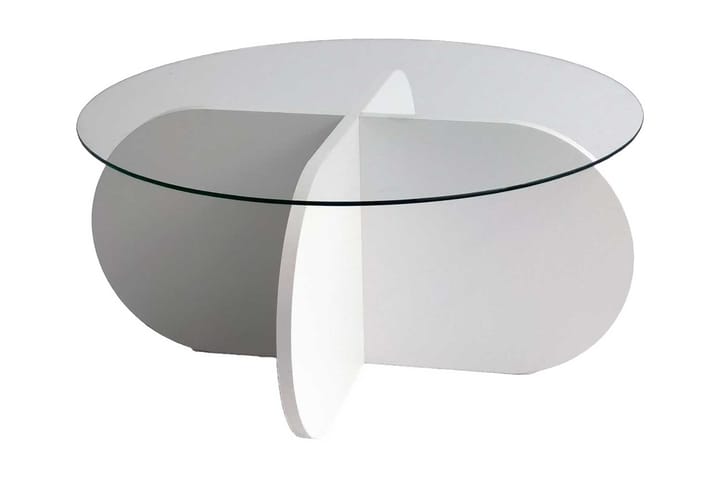 Sohvapöytä Zalumi 75x35x75 cm Pyöreä - Valkoinen - Sohvapöytä