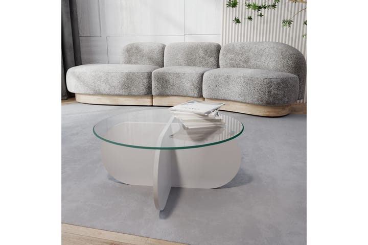 Sohvapöytä Zalumi 75x35x75 cm Pyöreä - Valkoinen - Sohvapöytä