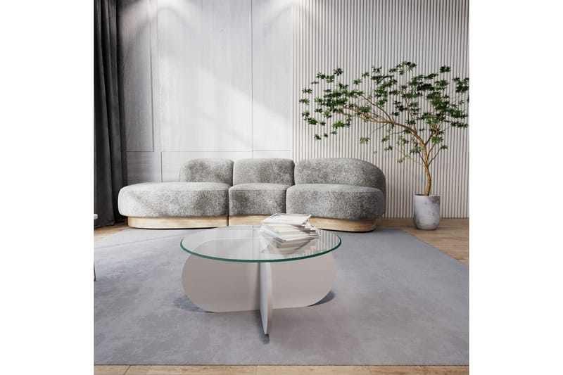 Sohvapöytä Zalumi 75x35x75 cm Pyöreä - Valkoinen - Huonekalut - Pöytä & ruokailuryhmä - Sohvapöytä