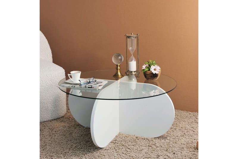 Sohvapöytä Zalumi 75x35x75 cm Pyöreä - Valkoinen - Huonekalut - Pöytä & ruokailuryhmä - Sohvapöytä