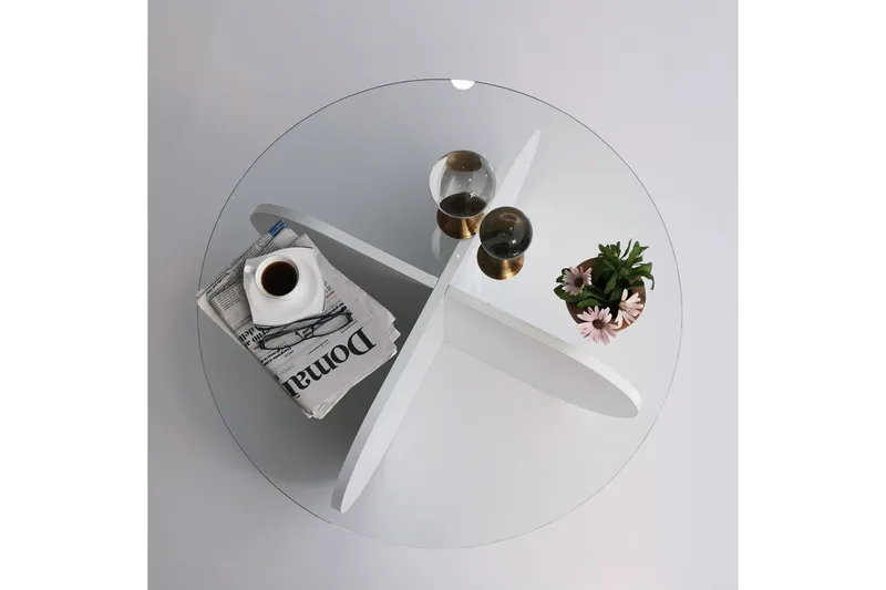 Sohvapöytä Zalumi 75x35x75 cm Pyöreä - Valkoinen - Huonekalut - Pöytä & ruokailuryhmä - Sohvapöytä