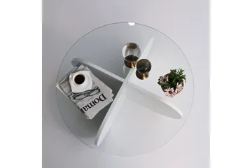 Sohvapöytä Zalumi 75x35x75 cm Pyöreä - Valkoinen - Huonekalut - Pöytä & ruokailuryhmä - Sohvapöytä