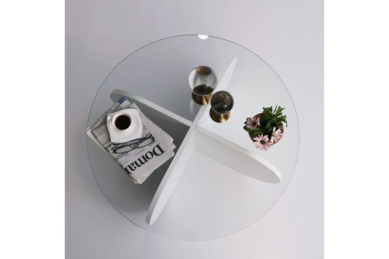 Sohvapöytä Zalumi 75x35x75 cm Pyöreä - Valkoinen - Huonekalut - Pöytä & ruokailuryhmä - Sohvapöytä