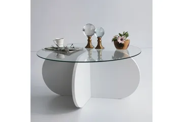 Sohvapöytä Zalumi 75x35x75 cm Pyöreä - Valkoinen - Huonekalut - Pöytä & ruokailuryhmä - Sohvapöytä