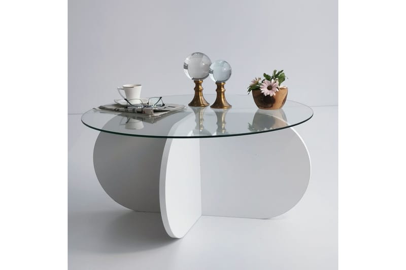 Sohvapöytä Zalumi 75x35x75 cm Pyöreä - Valkoinen - Huonekalut - Pöytä & ruokailuryhmä - Sohvapöytä