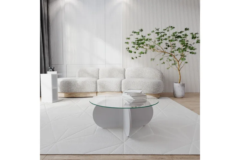 Sohvapöytä Zalumi 75x35x75 cm Pyöreä - Valkoinen - Huonekalut - Pöytä & ruokailuryhmä - Sohvapöytä