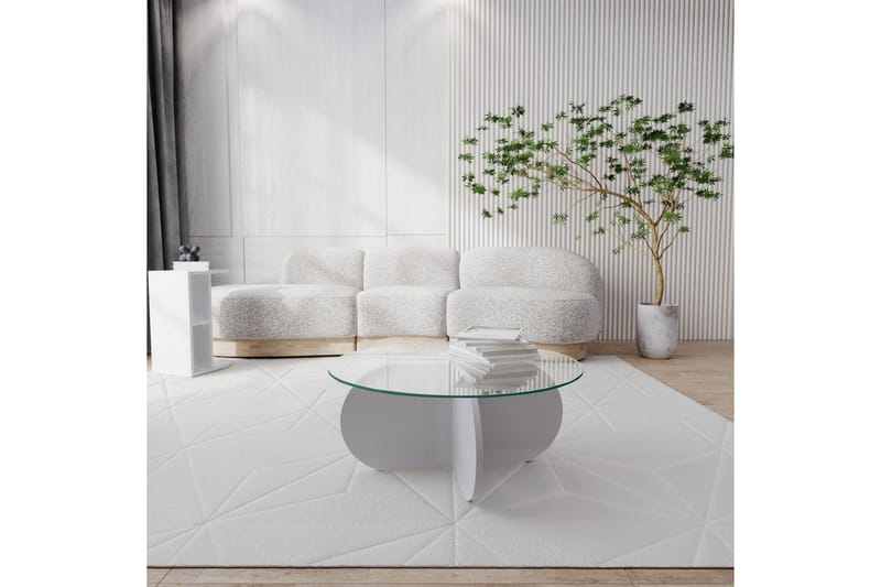 Sohvapöytä Zalumi 75x35x75 cm Pyöreä - Valkoinen - Huonekalut - Pöytä & ruokailuryhmä - Sohvapöytä