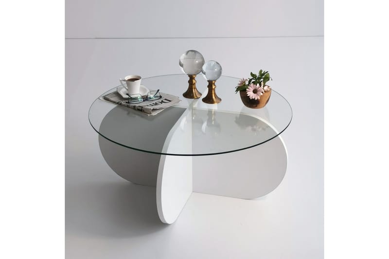 Sohvapöytä Zalumi 75x35x75 cm Pyöreä - Valkoinen - Huonekalut - Pöytä & ruokailuryhmä - Sohvapöytä