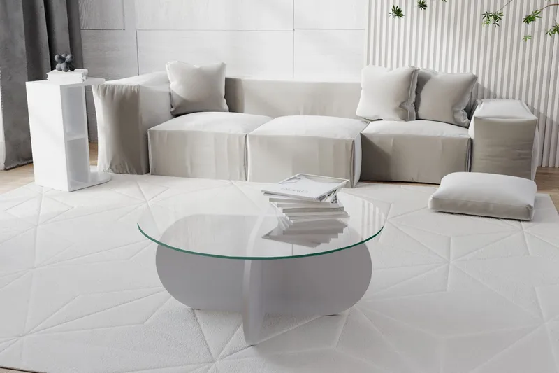 Sohvapöytä Zalumi 75x35x75 cm Pyöreä - Valkoinen - Huonekalut - Pöytä & ruokailuryhmä - Sohvapöytä