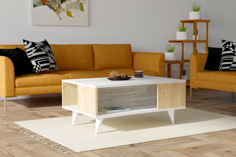 Sohvapöytä Zimona 90x39,5x90 cm - Valkoinen - Huonekalut - Pöytä & ruokailuryhmä - Sohvapöytä
