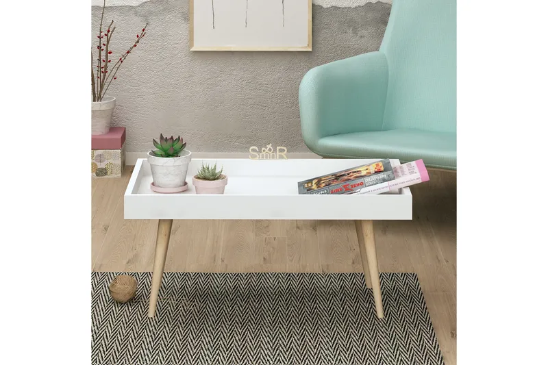 Sohvapöytä Zonata 80 cm - Valkoinen/Luonnonväri - Huonekalut - Pöytä & ruokailuryhmä - Sohvapöytä