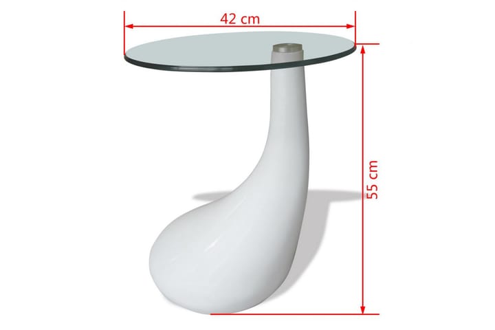 Sohvapöytä pyöreä lasinen pöytälevy Korkeakiilto valkoinen - Valkoinen - Sohvapöytä