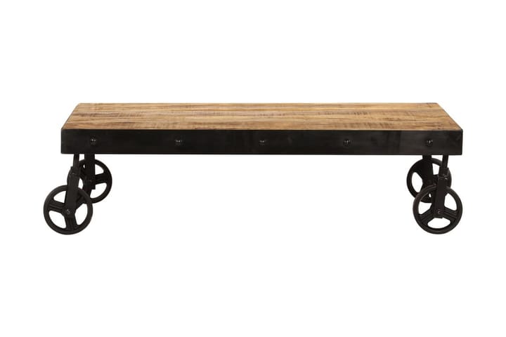 Sohvapöytä pyörillä kiinteä mangopuu 100x60x26 cm - Ruskea - Sohvapöytä - Sohvapöytä renkailla