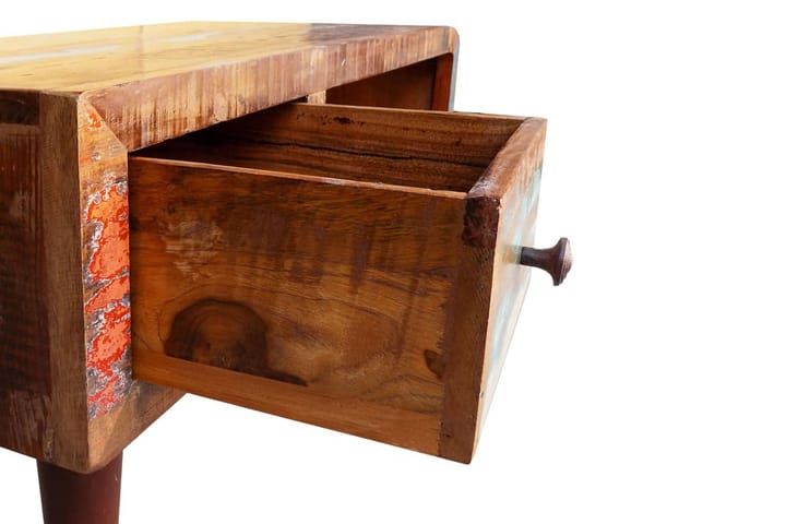 Sohvapöytä pyöristetyllä päädyllä 1 laatikko Kierrätetty puu - Ruskea - Sohvapöytä