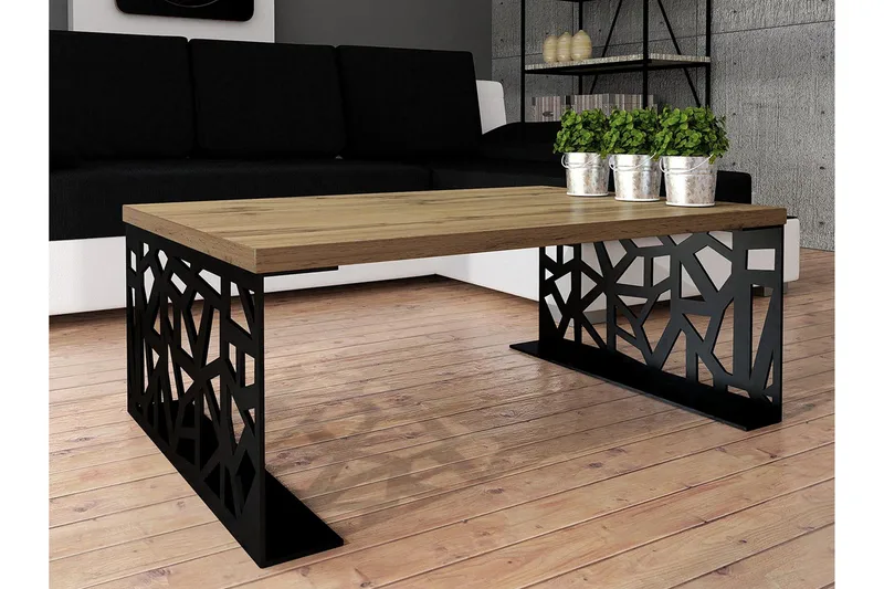 Sohvapöytä Palesta 100 cm - Beige/Musta/Ruskea - Huonekalut - Pöytä & ruokailuryhmä - Sohvapöytä