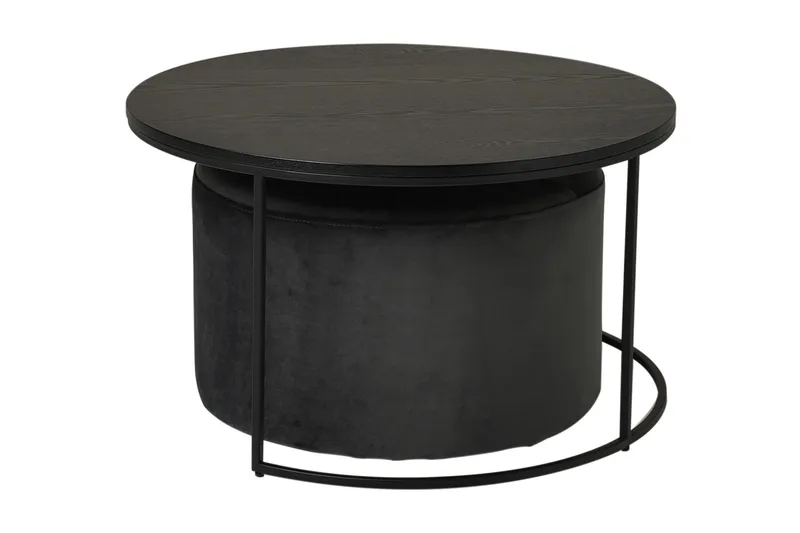 Sohvapöytä Pisana 80 cm Pyöreä rahilla, Musta