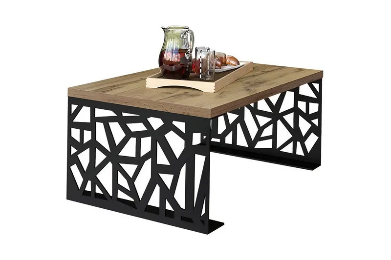 Sohvapöytä Palesta 100 cm, Beige/Musta/Ruskea