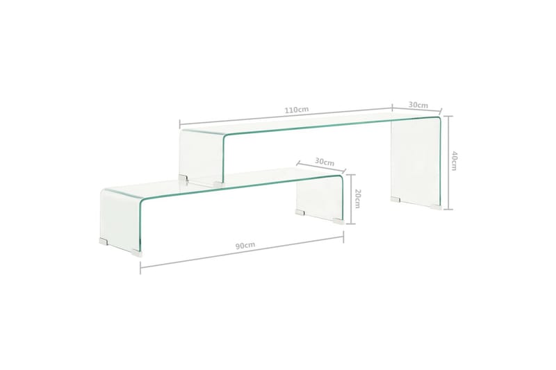 Sohvapöytäsarja 2-osainen 90x30x20/110x30x40 cm - Läpinäkyvä - Huonekalut - Pöytä & ruokailuryhmä - Sohvapöytä