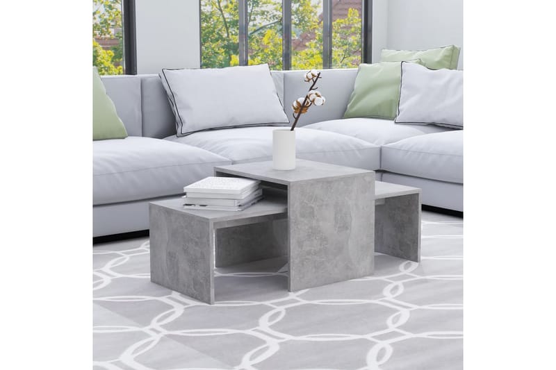 Sohvapöytäsarja betoninharmaa 100x48x40 cm lastulevy - Harmaa - Huonekalut - Pöytä & ruokailuryhmä - Sohvapöytä