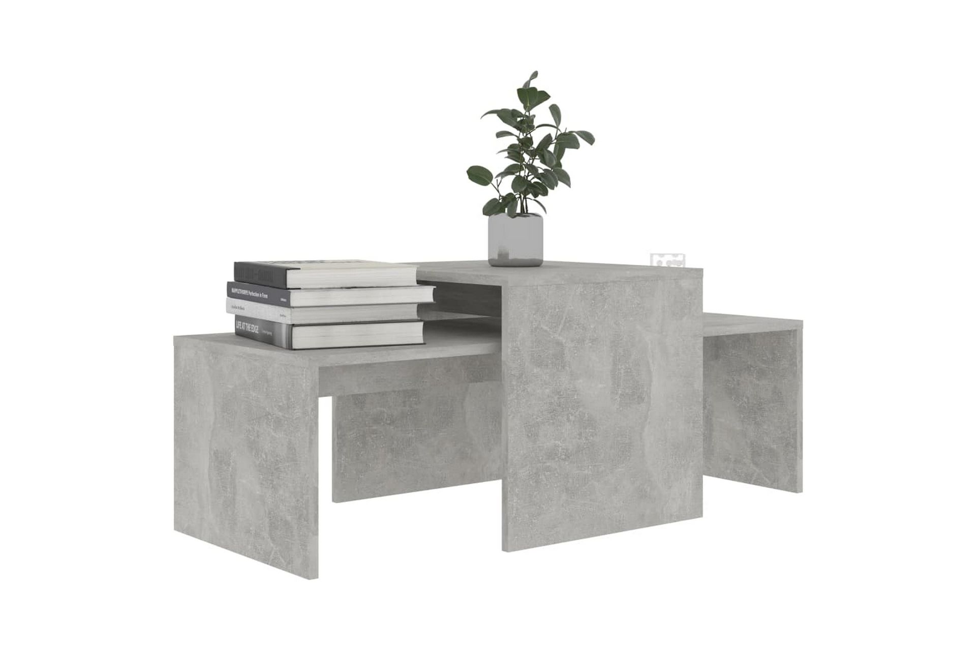 Sohvapöytäsarja betoninharmaa 100x48x40 cm lastulevy - Harmaa - Huonekalut - Pöytä & ruokailuryhmä - Sohvapöytä