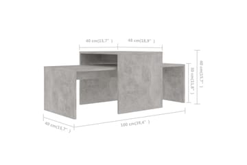 Sohvapöytäsarja betoninharmaa 100x48x40 cm lastulevy - Harmaa - Huonekalut - Pöytä & ruokailuryhmä - Sohvapöytä