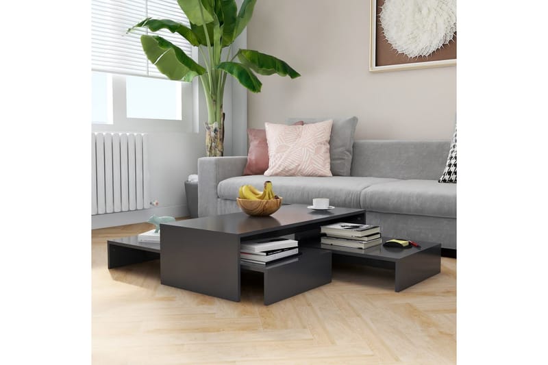 Sohvapöytäsarja harmaa 100x100x26,5 cm lastulevy - Huonekalut - Pöytä & ruokailuryhmä - Sohvapöytä