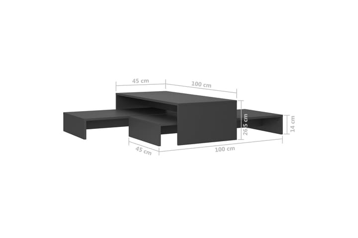 Sohvapöytäsarja harmaa 100x100x26,5 cm lastulevy - Sohvapöytä - Sarjapöytä