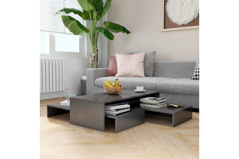 Sohvapöytäsarja korkeakiilto harmaa 100x100x26,5 cm - Huonekalut - Pöytä & ruokailuryhmä - Sohvapöytä