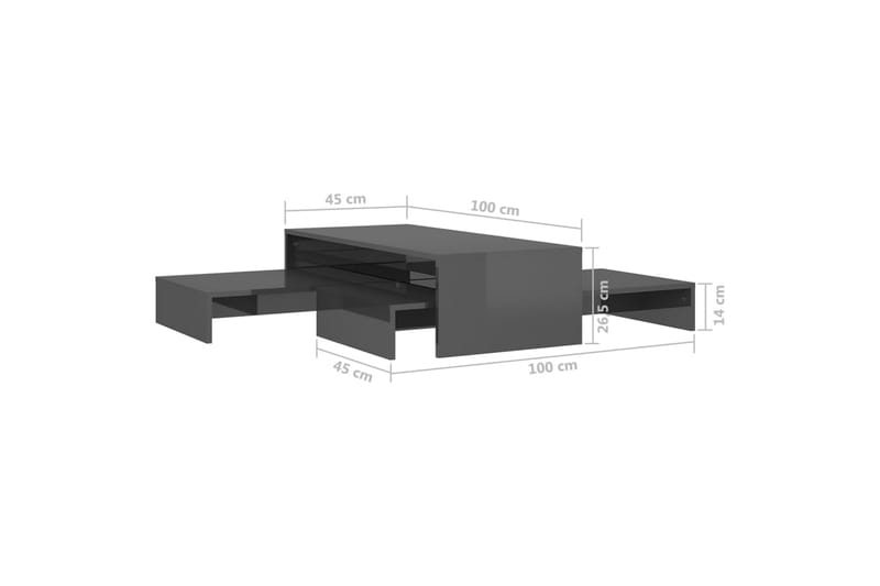 Sohvapöytäsarja korkeakiilto harmaa 100x100x26,5 cm - Huonekalut - Pöytä & ruokailuryhmä - Sohvapöytä
