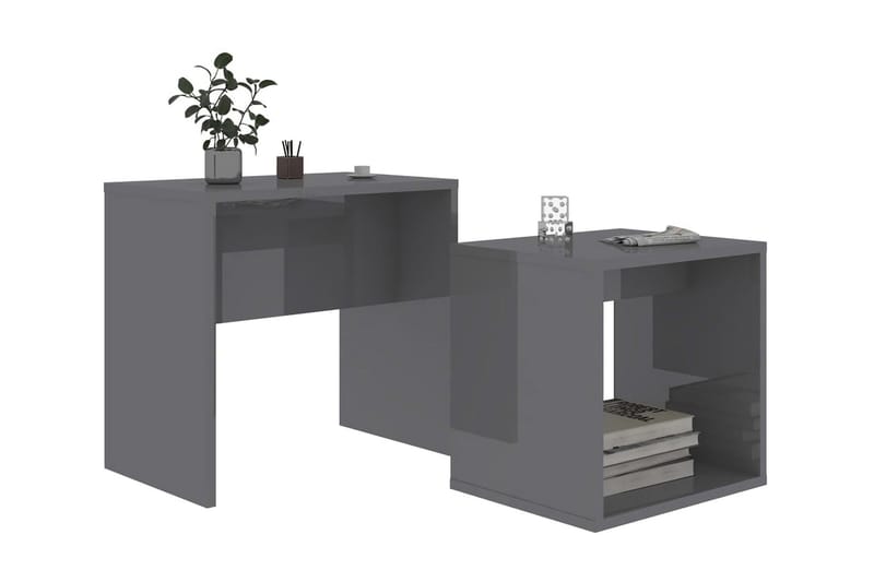 Sohvapöytäsarja korkeakiilto harmaa 48x30x45 cm lastulevy - Harmaa - Huonekalut - Pöytä & ruokailuryhmä - Sohvapöytä