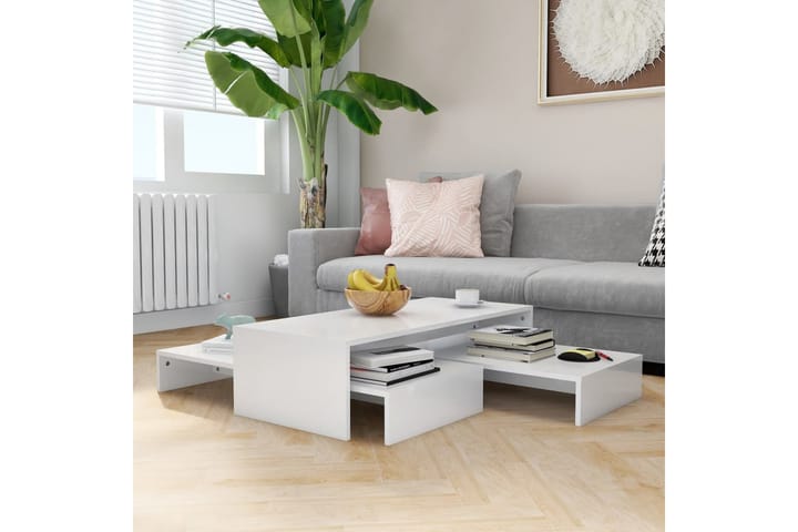 Sohvapöytäsarja korkeakiilto valkoinen 100x100x26,5 cm - Sarjapöytä - Sohvapöytä