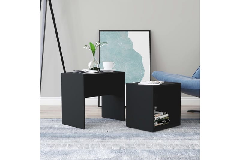 Sohvapöytäsarja musta 48x30x45 cm lastulevy - Musta - Huonekalut - Pöytä & ruokailuryhmä - Sohvapöytä