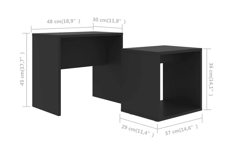 Sohvapöytäsarja musta 48x30x45 cm lastulevy - Musta - Huonekalut - Pöytä & ruokailuryhmä - Sohvapöytä