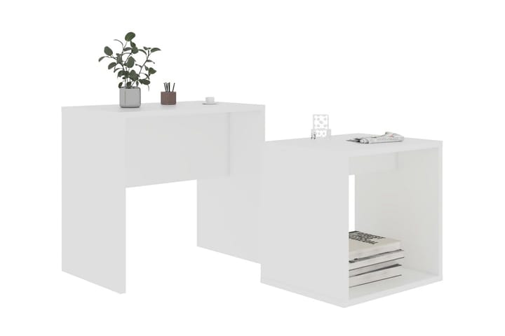 Sohvapöytäsarja valkoinen 48x30x45 cm lastulevy - Valkoinen - Sohvapöytä