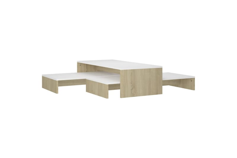 Sohvapöytäsarja valkoinen ja Sonoma-tammi 100x100x26,5cm - Huonekalut - Pöytä & ruokailuryhmä - Sohvapöytä