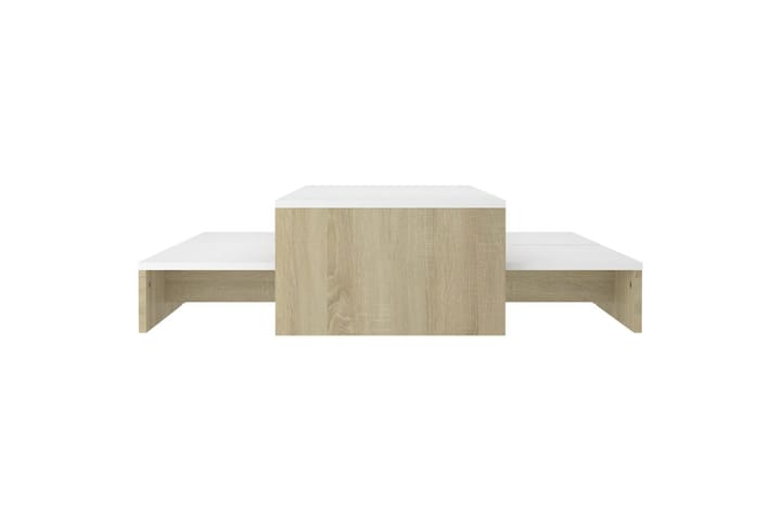 Sohvapöytäsarja valkoinen ja Sonoma-tammi 100x100x26,5cm - Sarjapöytä - Sohvapöytä
